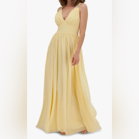Sachin + BabiKenzia Lemon Drop Chiffon Gown